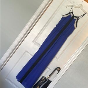 Alya Purple and Black Halter Sheath Maxi Dress M